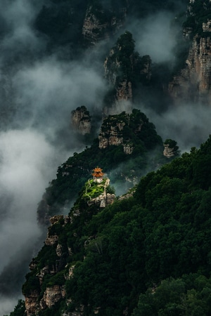 记录-白石山-风光-瀑布-迷雾 图片素材