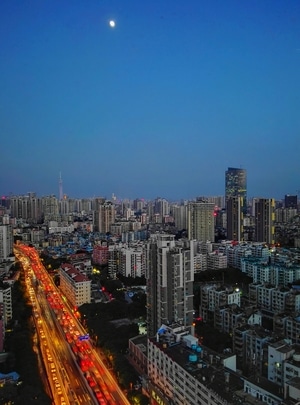 城市天际线-夜景-广州塔-冷暖色调-建筑 图片素材