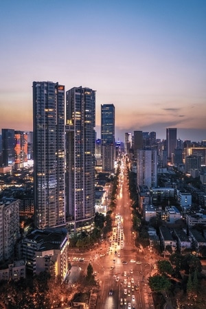 建筑-天际线-成都-夜景-航拍 图片素材