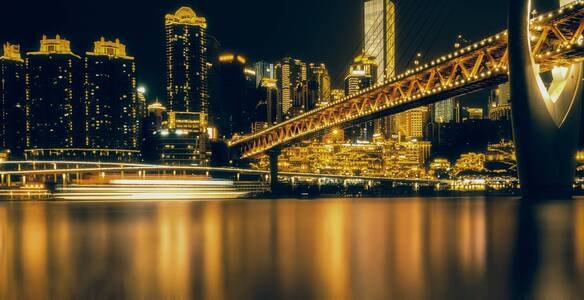 桥-夜景-城市-重庆-网红 图片素材