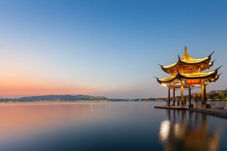 杭州-西湖-风光-旅行-晚霞 图片素材