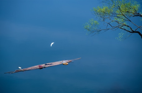 风光-《静怡》-竹筏-风景-湖 图片素材