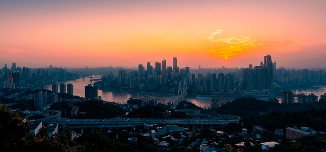 夕阳-风光-江北嘴-城市-城市风光 图片素材