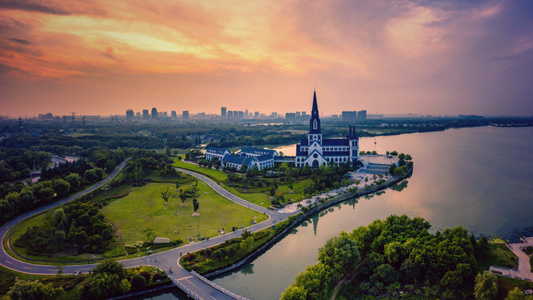 苏州市-宁静-线条-航拍-城市 图片素材