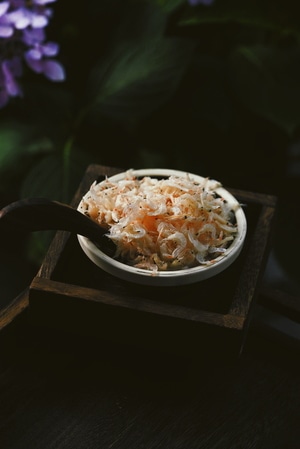 生活-早餐-虾皮-蒸蛋-玉米 图片素材