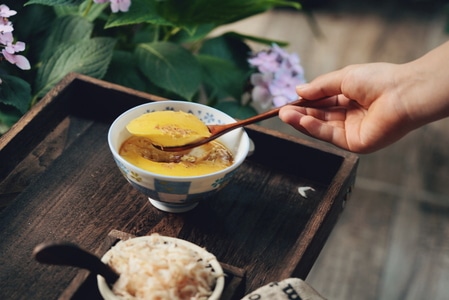 生活-早餐-虾皮-蒸蛋-玉米 图片素材