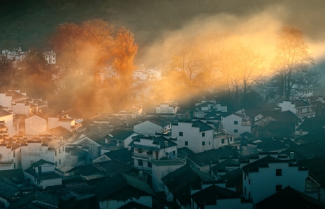 风光-色彩-秋天-烟雾-石城 图片素材