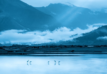 风光-晨雾-高原-湖泊-山林 图片素材