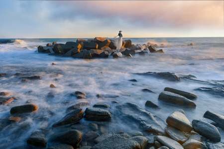 北海-涠洲岛-暮崖-夕阳-大海 图片素材