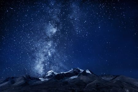 风光-高原-雪山-星河-夜晚 图片素材