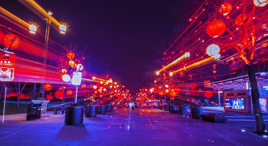 照片里的故事-♯武汉加油-灯笼-夜景-街头 图片素材