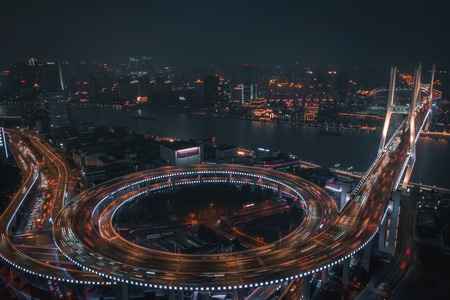 航拍-城市-色彩-上海-桥 图片素材