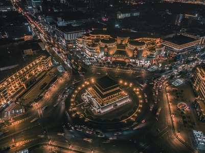 西安-鼓楼-夜景-车流-鼓楼 图片素材