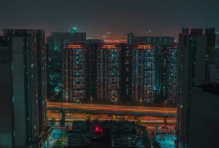夜景-五彩斑斓-ins-黄昏-建筑 图片素材