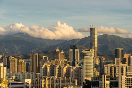 深圳-华强北-城市-建筑-山脉 图片素材
