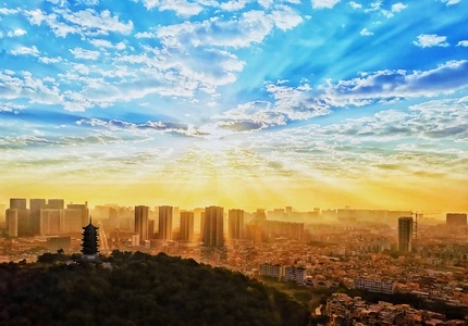 我的2019-佛山印象-城市-夕阳-晚霞 图片素材