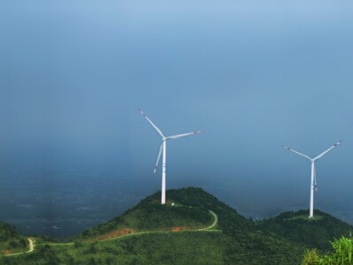 蓝-风车-浮山岭-风力发电机-风景 图片素材
