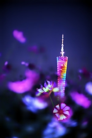蓝-光影-城市-广州-小蛮腰 图片素材