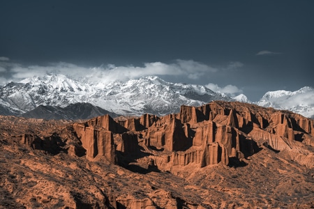 南疆-峡谷-雪山-风景-风光 图片素材