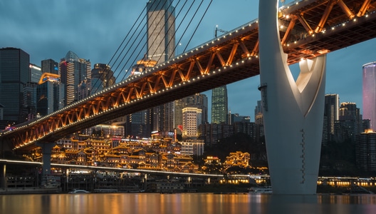 城市-夜景-建筑-洪崖洞-桥都 图片素材