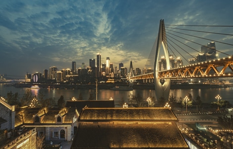 城市-重庆-两江四岸-龙门浩月-华灯初上 图片素材