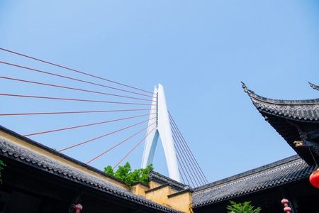 古今对比-古建筑-湖广会馆-千厮门大桥-重庆 图片素材