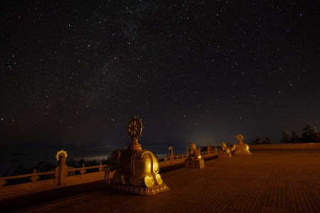 你好2020-星空-古建筑-房屋-星空 图片素材