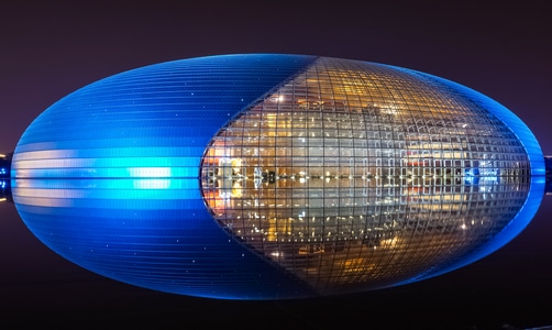 国家大剧院-夜景-光影-风景-电脑传图 图片素材