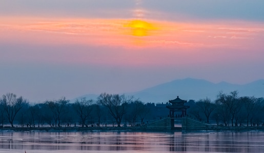 园林-夕照-颐和园-西堤-暮色 图片素材