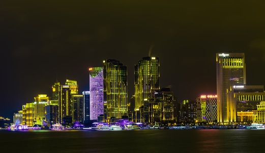 城市色彩-上海-外滩-夜景-慢门 图片素材