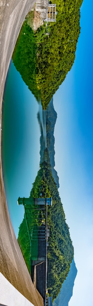 风景-水库-蓝天-碧水-全景 图片素材