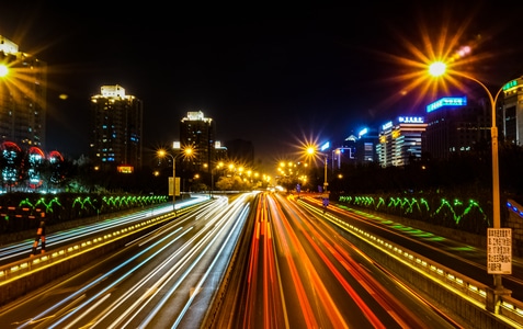 夜景-车灯-流光-复工-宅家 图片素材