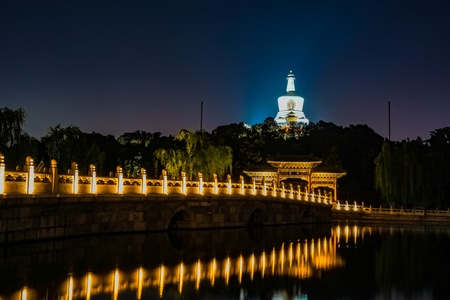 北海-白塔-夜景-北京-北海公园 图片素材