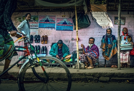 孟加拉-人文-人力车-自行车-老人 图片素材