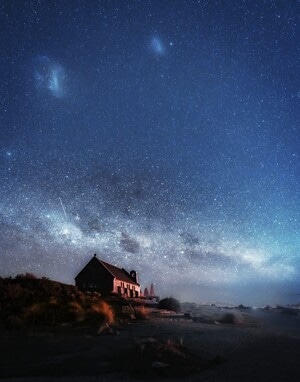 好牧羊人教堂-新西兰-星空-银河-教堂 图片素材