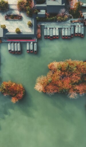 西溪湿地国家公园-杭州-水域-航拍-俯视 图片素材