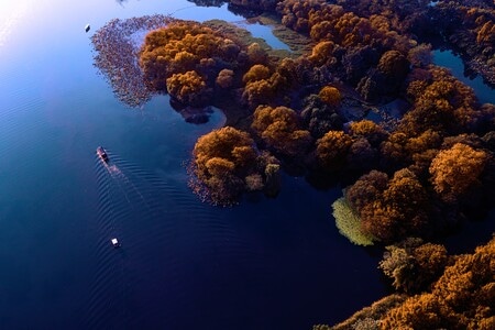 夕阳-船-航拍-杭州-西湖 图片素材