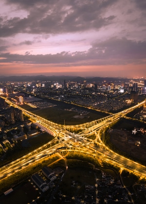 杭州市-夜景-闪光-闪亮-慢门 图片素材