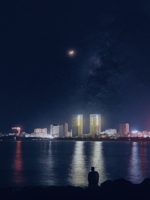 尘世烟火-夜空-景区开放点-海陵岛大角湾-夜景 图片素材
