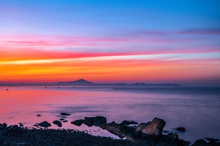 夜色-彩色云-海岸-岸边-海滩 图片素材