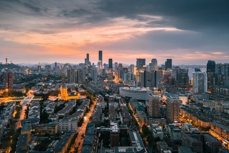 大连市-城市的天际线-色彩-夜景-城市风光 图片素材