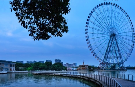 夜景-风光-桥-桥梁-摩天轮 图片素材