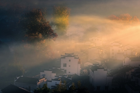 日出-风光-秋天-迷雾-风景 图片素材