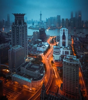 陆家嘴-晨雾-蓝调-城市-城市风光 图片素材