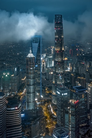 陆家嘴-夜景-航拍-风光-深夜摄影教室 图片素材