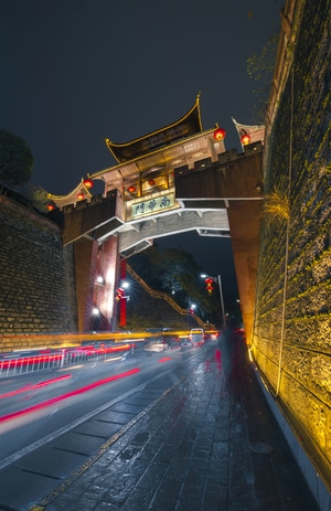 夜景-城市-古城-南华门-古建筑 图片素材