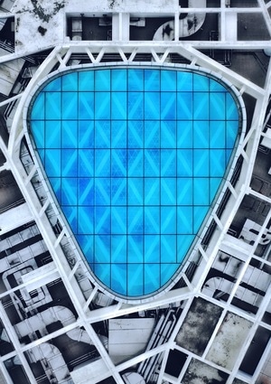 蓝-建筑外部-城市-航拍-建筑 图片素材
