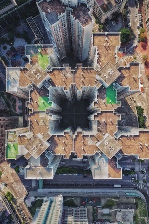 航拍-建筑外部-城市-线条-光影 图片素材