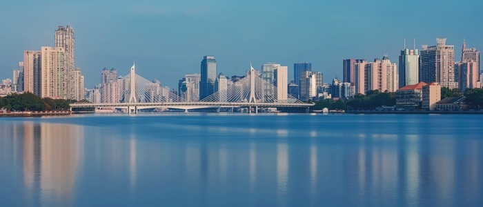 广州-海印桥-日出-静谧-你好2020 图片素材