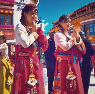 西藏-人物-旅行-苹果6手机-女人 图片素材